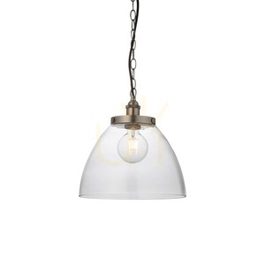 Pendellampa Endon Hansen Grand Silver E27 33 cm Stål Glas small 0