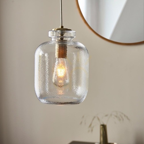 Kontrollera Pendellampa Endon Lyra mässing glas E27 20 cm