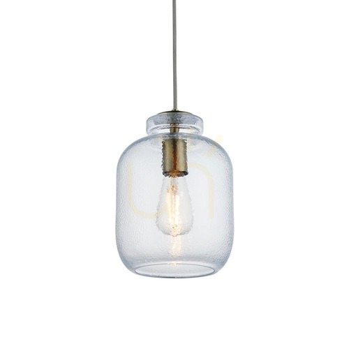 Kontrollera Pendellampa Endon Lyra mässing glas E27 20 cm