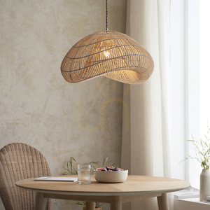 Endon Misra 109203 hängande lampskärm i naturrotting och stål 54 cm small 1