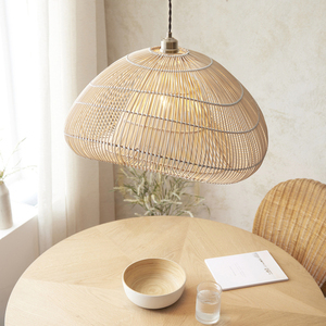 Endon Misra 109203 hängande lampskärm i naturrotting och stål 54 cm small 2