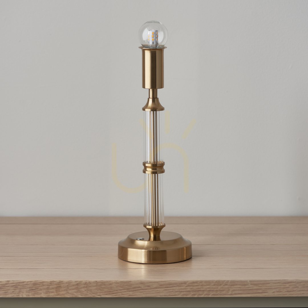 Display Bordslampa Endon Morton uppladdningsbar mässing LED Bordslampa Endon Morton uppladdningsbar mässing LED