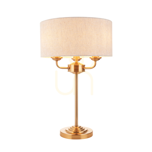 Kontrollera Bordslampa Endon Highclere mässing 3-ljus E14 50 cm