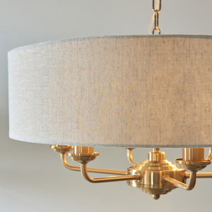 Pendellampa Endon Highclere Brass 6-ljus mässing tyg E14 small 3