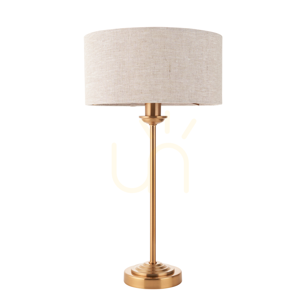 Utsikt Bordslampa Endon Highclere mässing med naturfärgad skärm Bordslampa Endon Highclere mässing med naturfärgad skärm