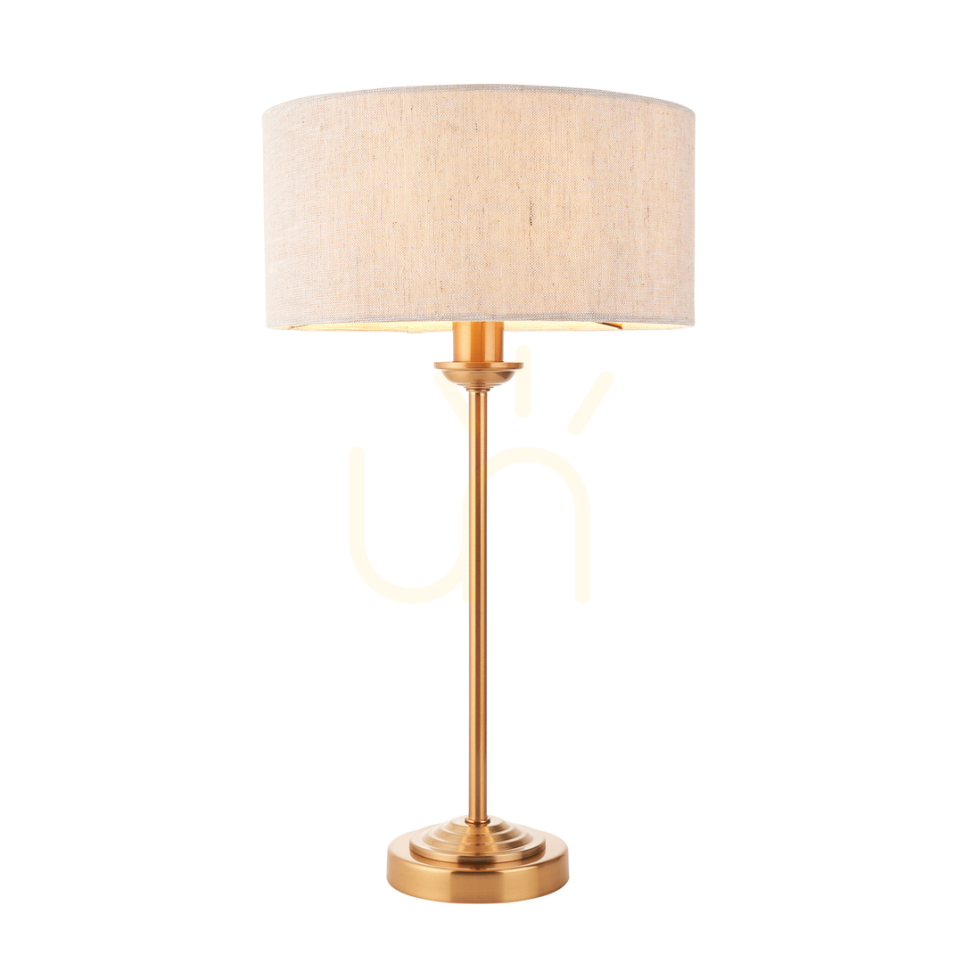 Kontrollera Bordslampa Endon Highclere mässing med naturfärgad skärm Bordslampa Endon Highclere mässing med naturfärgad skärm