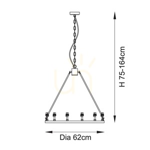Endon Chester 111202 ljuskrona, antik mässingsfinish, 6×B22, Ø 62 cm, utan lampskärmar small 8