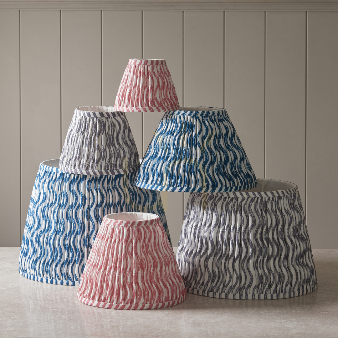 Kontrollera Lampskärm Endon Ripple Blå Tyg E27 25 cm Lampskärm Endon Ripple Blå Tyg E27 25 cm