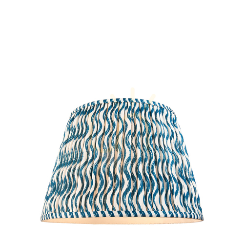 Kontrollera Lampskärm Endon Ripple 111305, mönstrat tyg Marlin Blue, konisk ø40/28 cm, höjd 27,5 cm, E27/B22