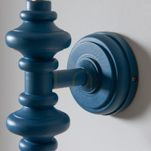 Kontrollera Vägglampa Endon Carnaby blå trä stål mässing B22 dimbar 25,8 cm