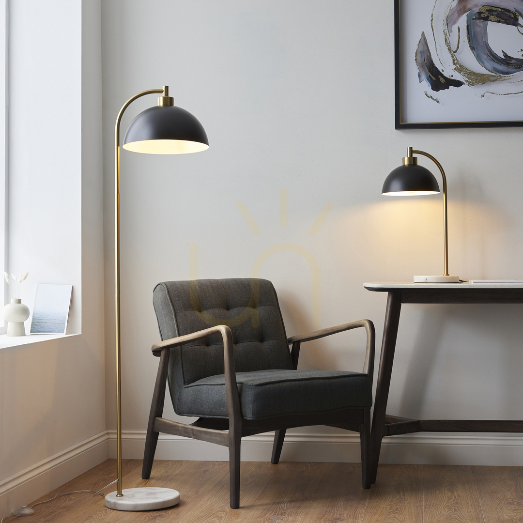 Kontrollera Bordslampa Endon Buchanan grå stål marmor E27 Bordslampa Endon Buchanan grå stål marmor E27