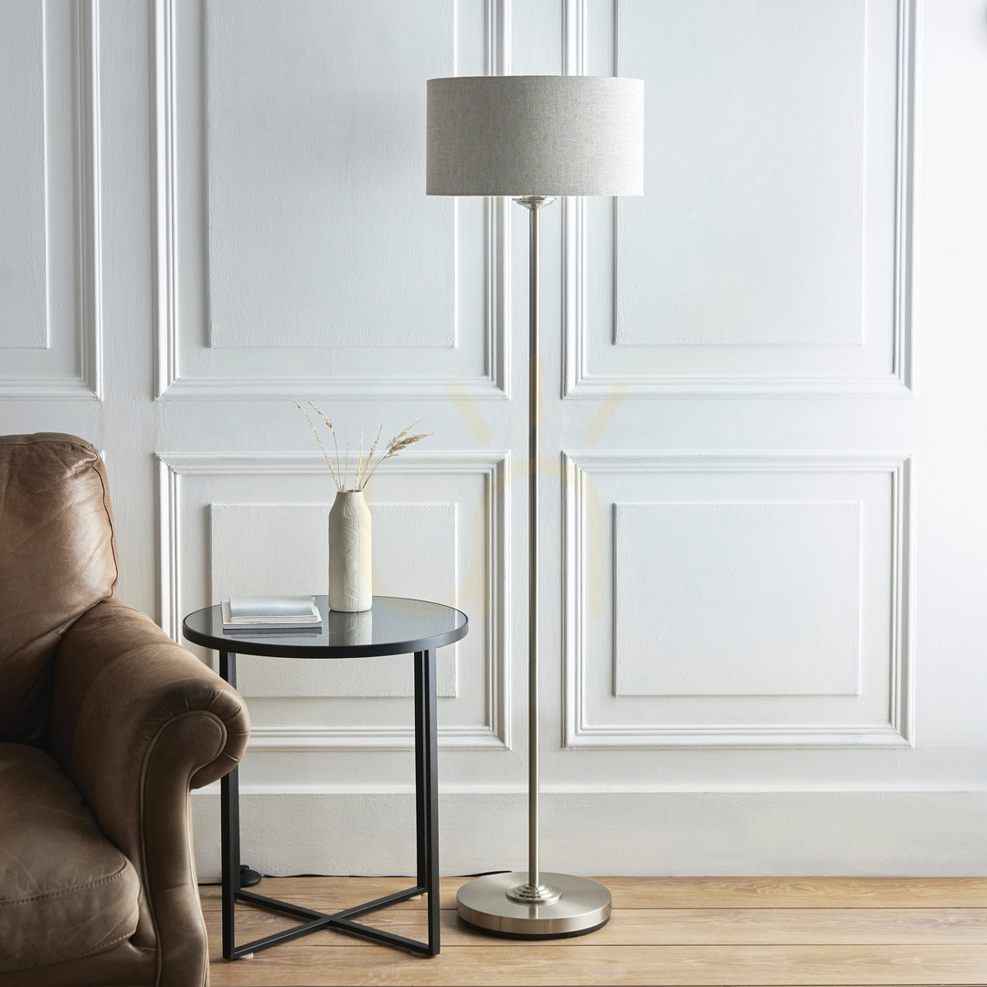 Förhandsvisning Stålampa Endon Highclere Beige E27 Tyg 150 cm Stålampa Endon Highclere Beige E27 Tyg 150 cm