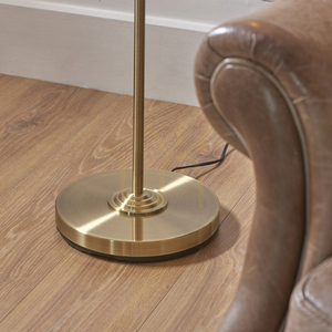 Endon Highclere golvlampa i antikmässing med vit skärm, E27, 150 cm small 3