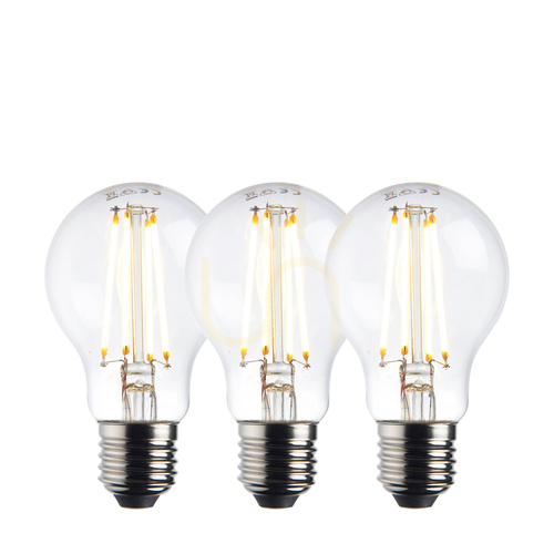Kontrollera E27 LED-lampa GLS 3-pack transparent Endon