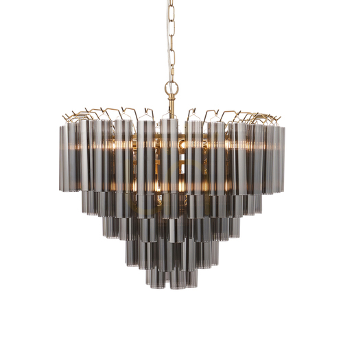Kontrollera Pendant Light Endon Toulouse Grå 12-Ljus G9 Stål Glas 50 cm