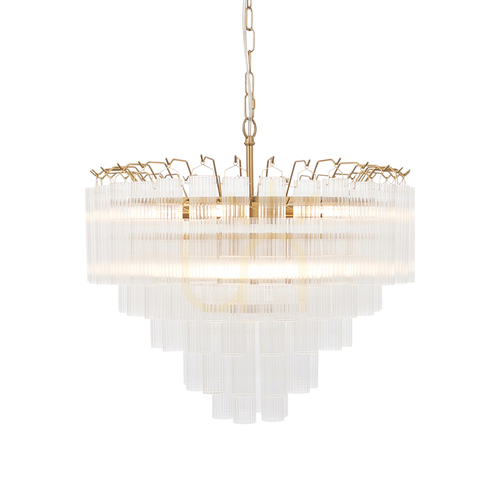 Kontrollera Taklampa Endon Toulouse mässing 12 ljuspunkter G9 glas stål 50 cm