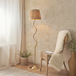 Endon Wriggle golvlampa mässing raffia E27 small 2