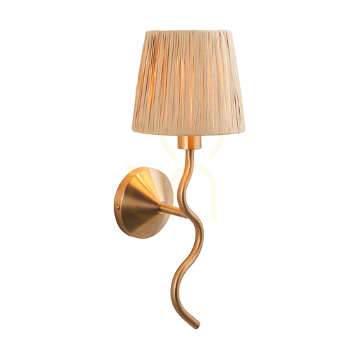 Kontrollera Vägglampa Endon Wriggle Mässing Naturfiber E14 Dimmbar
