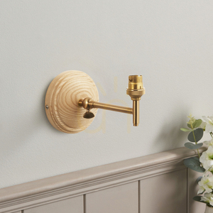 Vägglampa Endon Wood Wing Mässing Trä Stål B22 Dimbar small 1