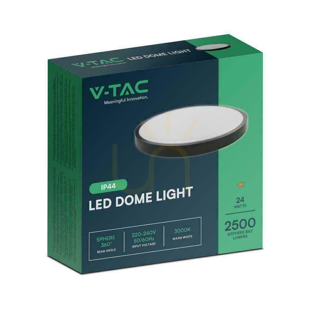 Förhandsvisning Plafond V-TAC 24W LED rund 30cm utanpåliggande IP44 svart VT-8624B 6500K 2500lm Plafond V-TAC 24W LED rund 30cm utanpåliggande IP44 svart VT-8624B 6500K 2500lm