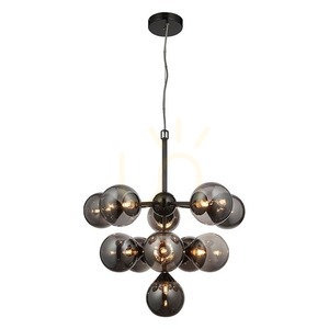 Hängande taklampa Endon Oscar svart stål glas G9 11-ljus small 1