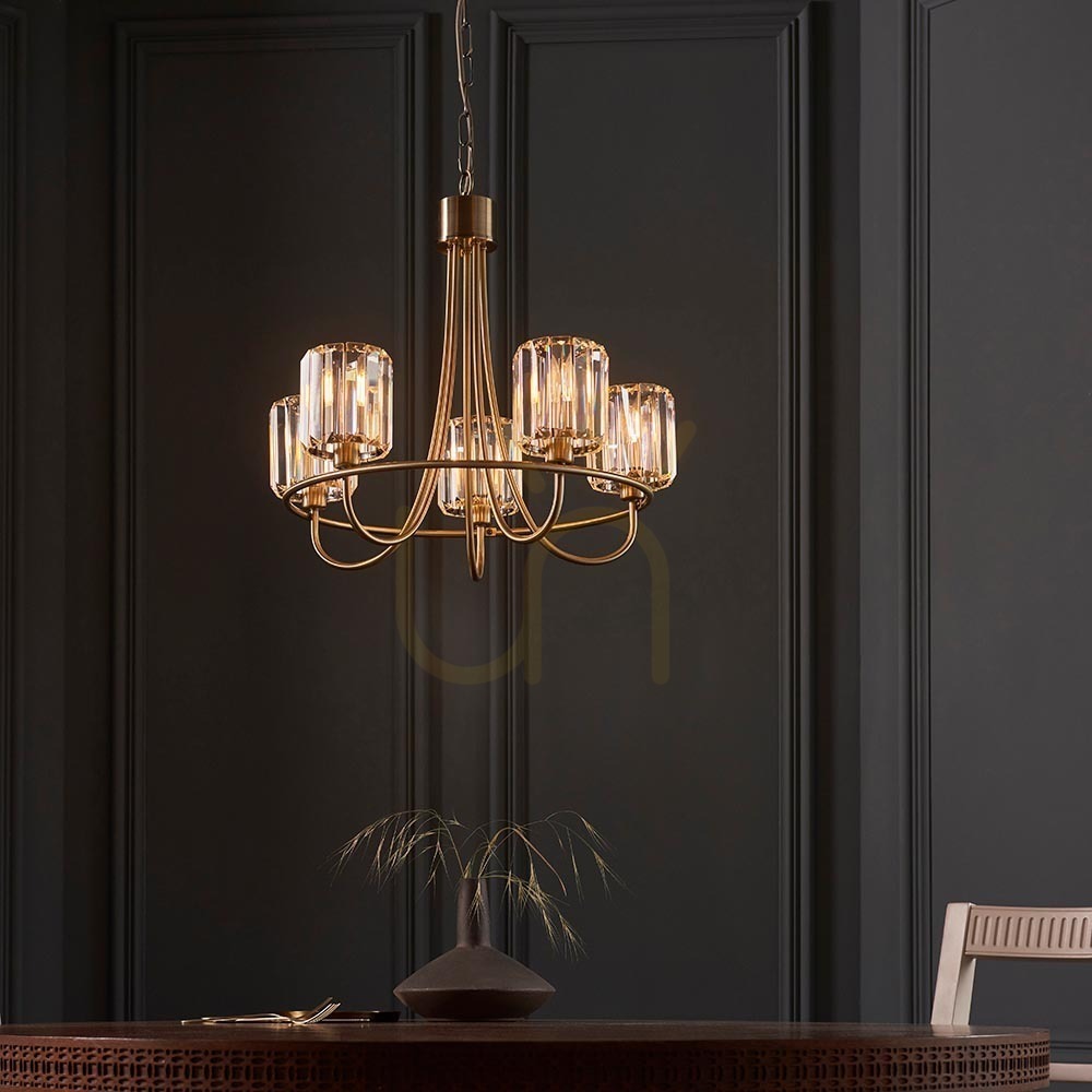 Display Taklampa Endon Berenice mässing 5-ljus E14 glas 鋼 Taklampa Endon Berenice mässing 5-ljus E14 glas 鋼