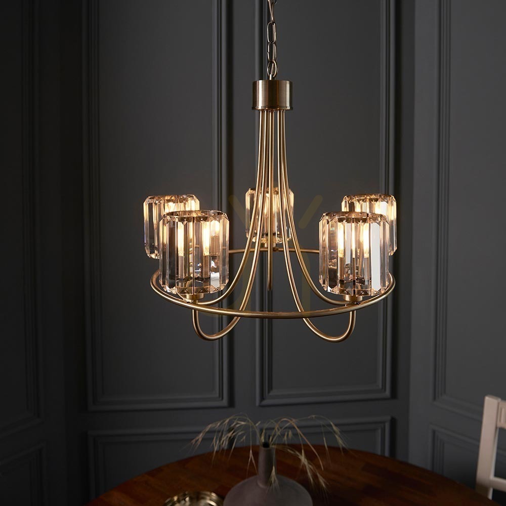 Visa Taklampa Endon Berenice mässing 5-ljus E14 glas 鋼 Taklampa Endon Berenice mässing 5-ljus E14 glas 鋼