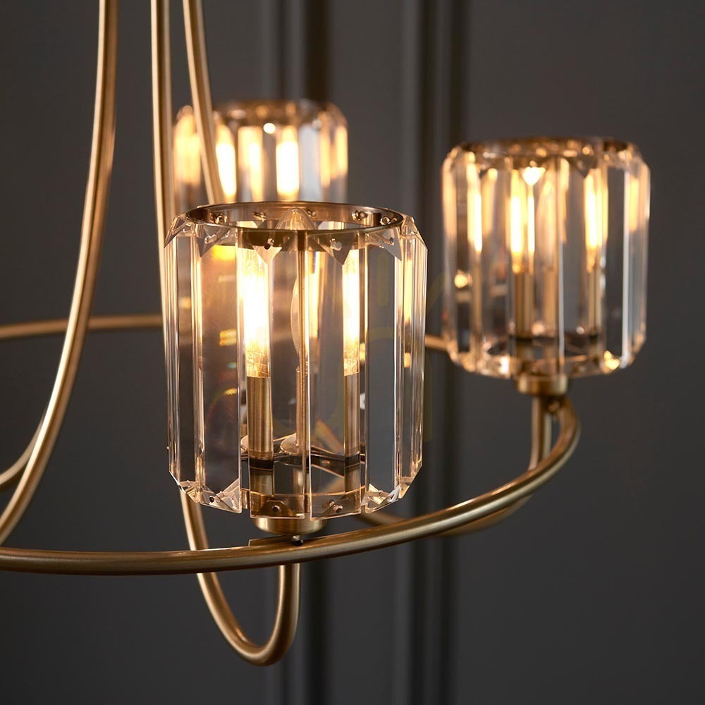 Utsikt Taklampa Endon Berenice mässing 5-ljus E14 glas 鋼 Taklampa Endon Berenice mässing 5-ljus E14 glas 鋼