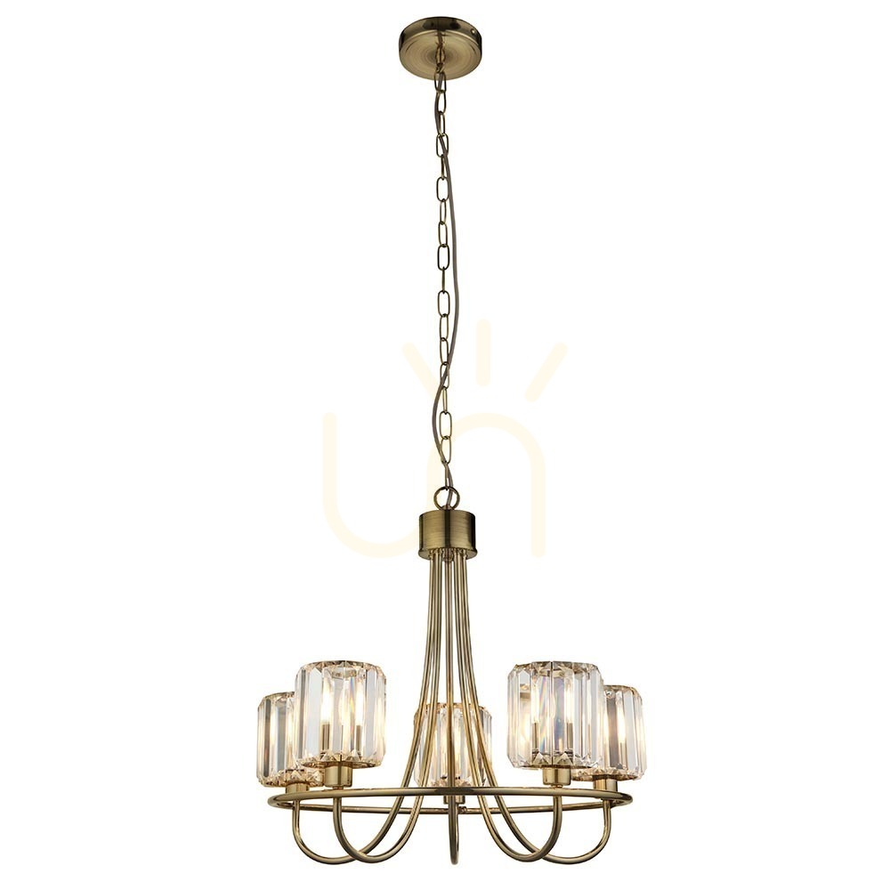 Visa Taklampa Endon Berenice mässing 5-ljus E14 glas 鋼 Taklampa Endon Berenice mässing 5-ljus E14 glas 鋼
