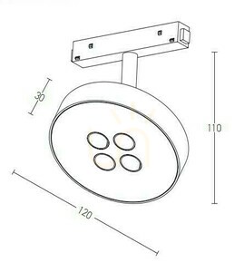 Magnetisk strömskenelampa 12W 3000k 48V aluminium vit ZAMBELIS small 1