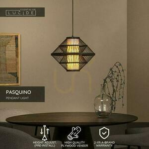 Lucide PASQUINO taklampa svart naturfanér Japandi 40 cm 21445/40/30 small 3