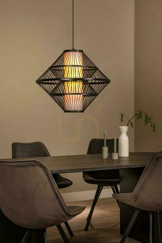 Kontrollera Lucide PASQUINO taklampa svart naturfanér Japandi 60 cm 21445/60/30