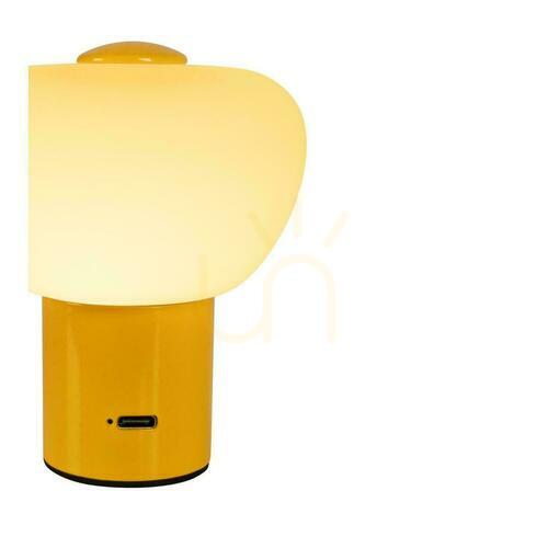 Kontrollera Lucide GUSTAV 44521/01/34 uppladdningsbar bordslampa, gul, LED 2700 K, Ø8 cm