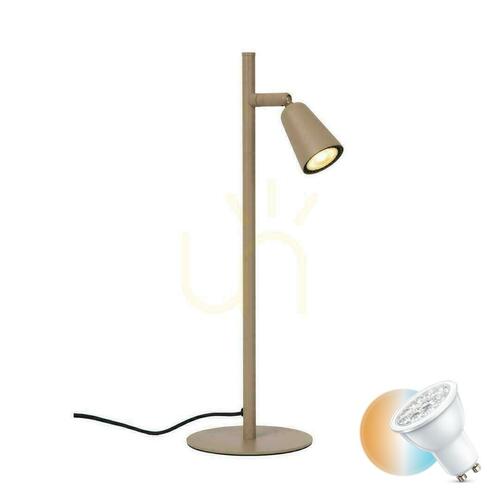 Kontrollera Lucide TIANA beige bordslampa metall GU10 46 cm 65501/01/41