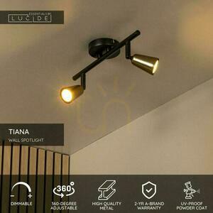 Lucide TIANA väggspotlight i champagnefärgad och svart metall, 2×GU10, 65901/02/05 small 3