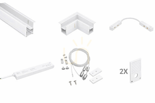 Kontrollera LUNA-MAG rektangulär uppsättning magnetisk taklampa vit