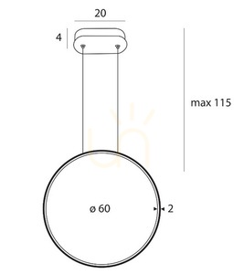 Pendant Light Max Light Visual P0651 White 22W 3000K 60 cm small 1
