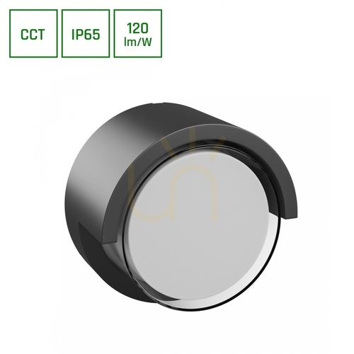 Kontrollera Verto Round Edge 10W CCT vägglampa för utomhusbruk 230V 160/120 St IP65 170 X100mm Svart