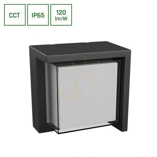 Kontrollera Utomhusvägglampa Verto Square Edge 10W CCT 230V 160/120 St IP65 160 X160 X100mm Svart.