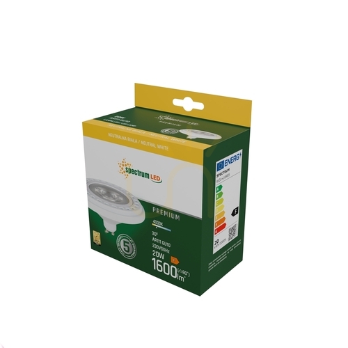 Kontrollera LED-lampa Ar111 GU10 230V 20W Cob 30 St NW Ra90 Premium White Spectrum 5 års garanti