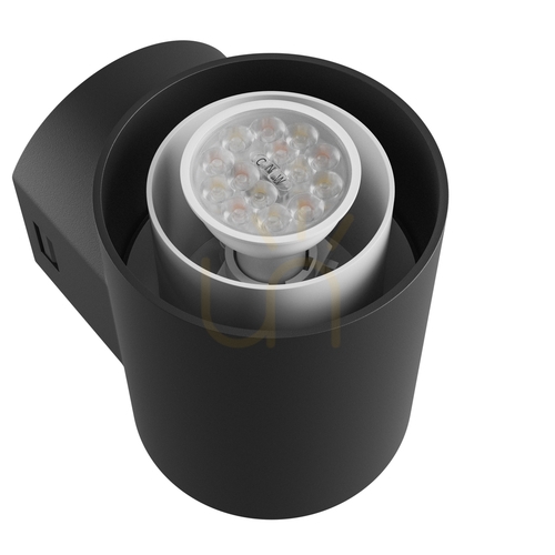 Kontrollera Utomhusvägglampa Stella Column Wall GU10 6W CCT 230V 270 St IP44 Ik08 100 X130 X245mm Svart Rund Fasad.