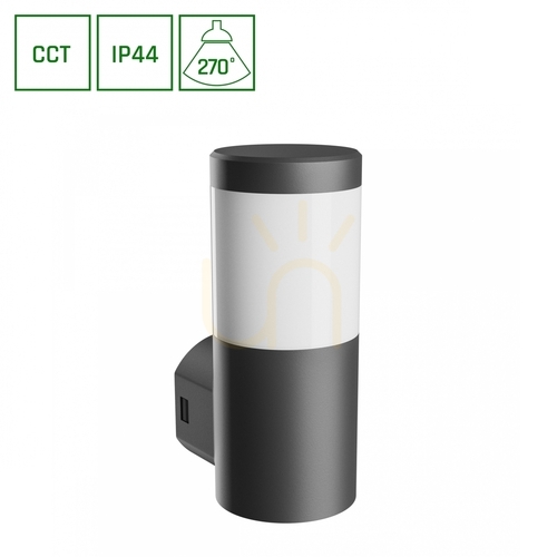 Kontrollera Utomhusvägglampa Stella Column Wall GU10 6W CCT 230V 270 St IP44 Ik08 100 X130 X245mm Svart Rund Fasad.