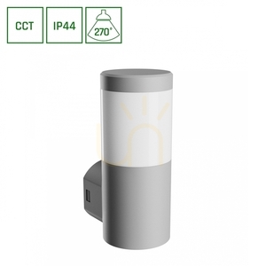 Utomhusvägglampa Stella Column Wall GU10 6W CCT 230V 270 St IP44 Ik08 100 X130 X245mm Grå Rund Fasad. small 0