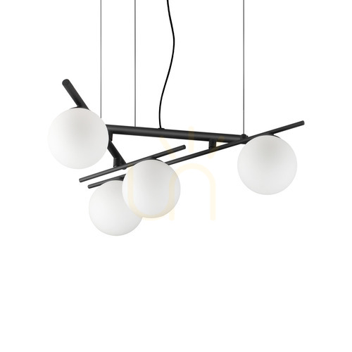 Kontrollera Taklampa Ideallux Atlas svart 4-ljus Ø62 cm 365091