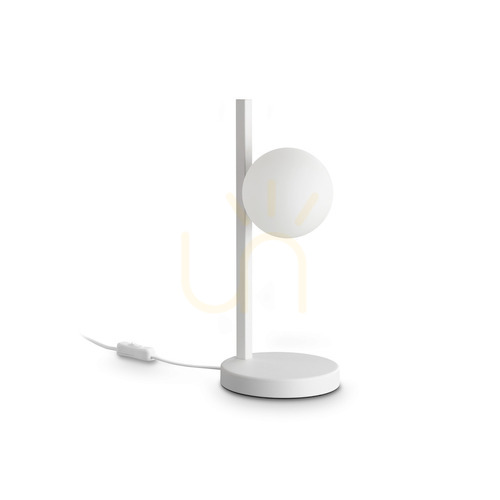 Kontrollera Bordslampa Ideallux BINOMIO vit glas/metall Ø16 cm 353203