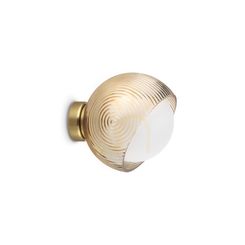 Kontrollera Vägglampa Ideallux BLOOM mässing glas Ø17 cm 366555