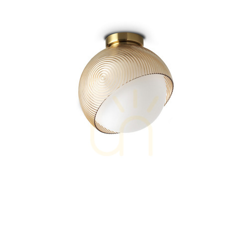 Kontrollera Plafond Ideallux BLOOM mässing glas Ø22 cm 366579