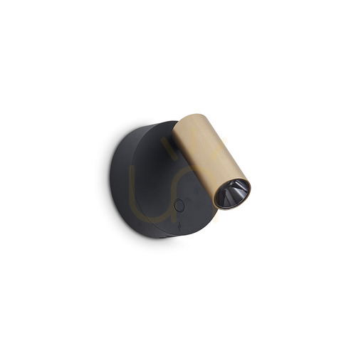 Kontrollera Vägglampa Ideallux ELF 347486 svart/guld LED 8,5 cm
