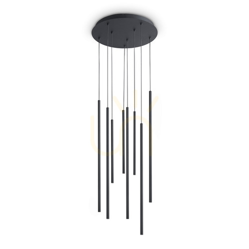 Kontrollera Pendellampa Ideallux LOOK svart Ø45 cm 8 ljus 3000K 371177