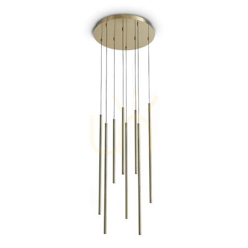 Kontrollera Pendellampa Ideallux LOOK mässing glas 8 lampor Ø45 cm 3000K 371184